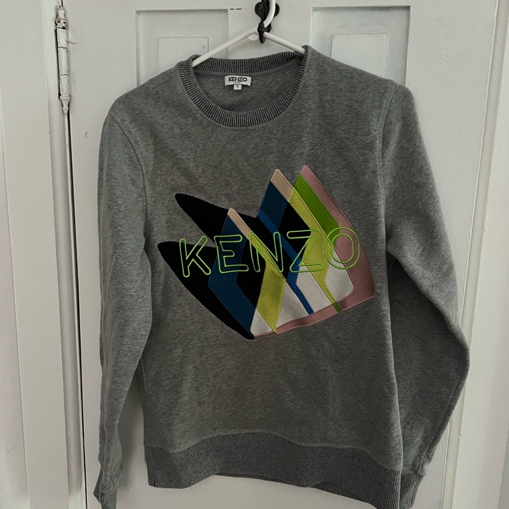 Grey Kenzo Multicolor Graphic Crewneck Sweater